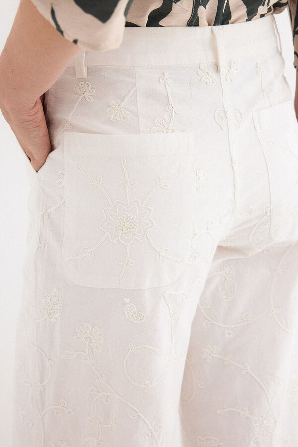 Pedro del Hierro Pantalones wide flare cl&aacute;sicos Blanco