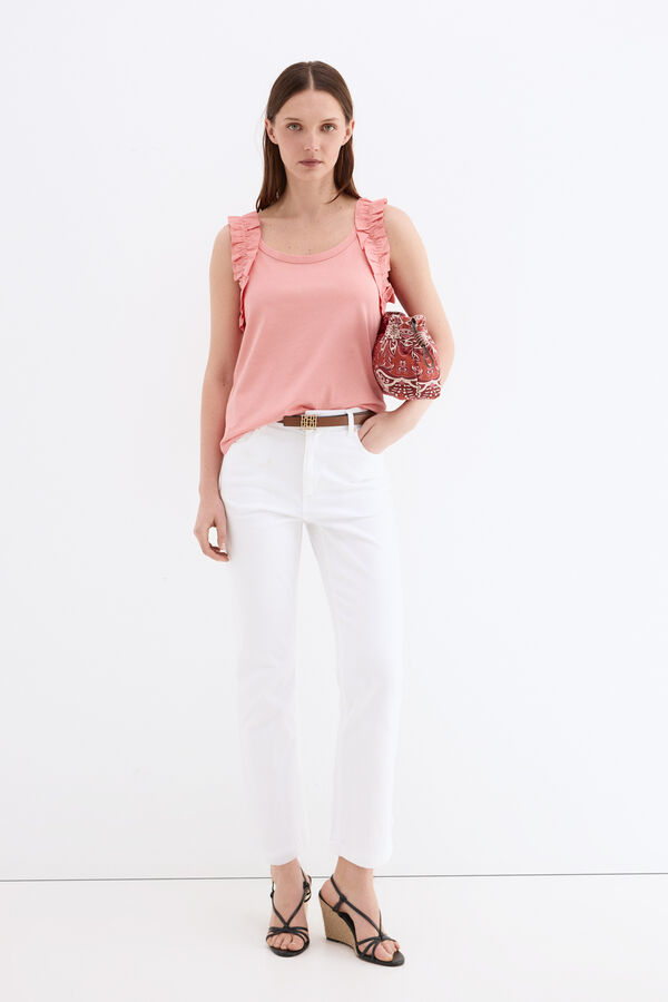 Pedro del Hierro Camiseta tirantes volantes Coral