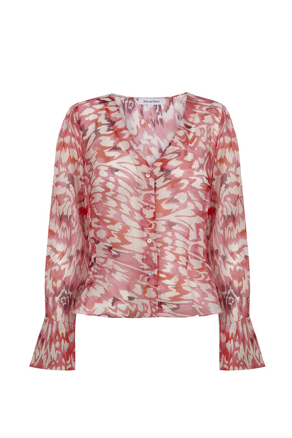 Pedro del Hierro Blusa estampada de seda Rojo