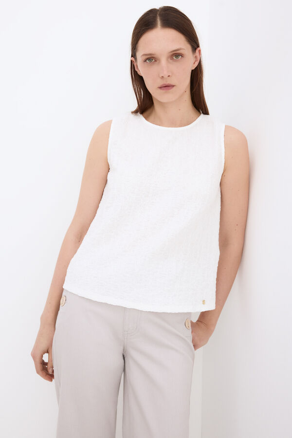 Pedro del Hierro Top sin mangas tejido arrugado Blanco
