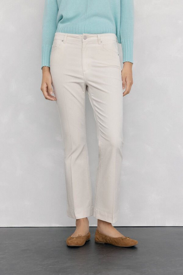 Pedro del Hierro Pantalones terciopelo flare cropped Crudo