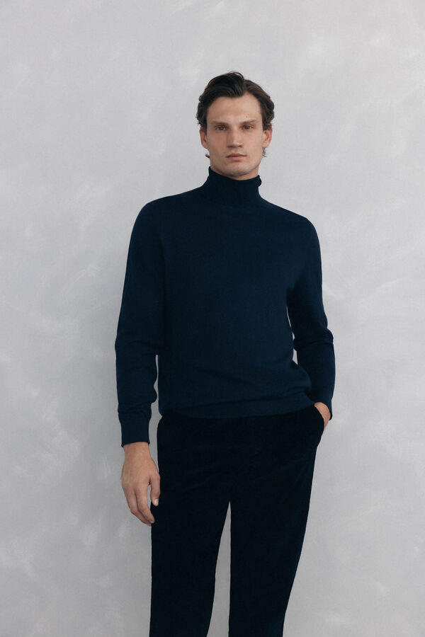 Pedro del Hierro Jersey cuello cisne Azul