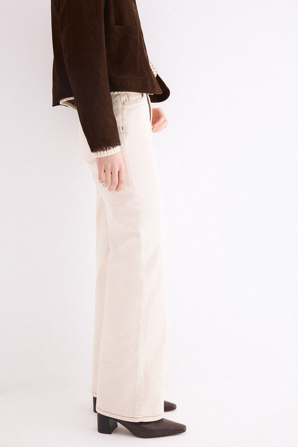 Pedro del Hierro Jeans wide leg b&aacute;sicos Beige