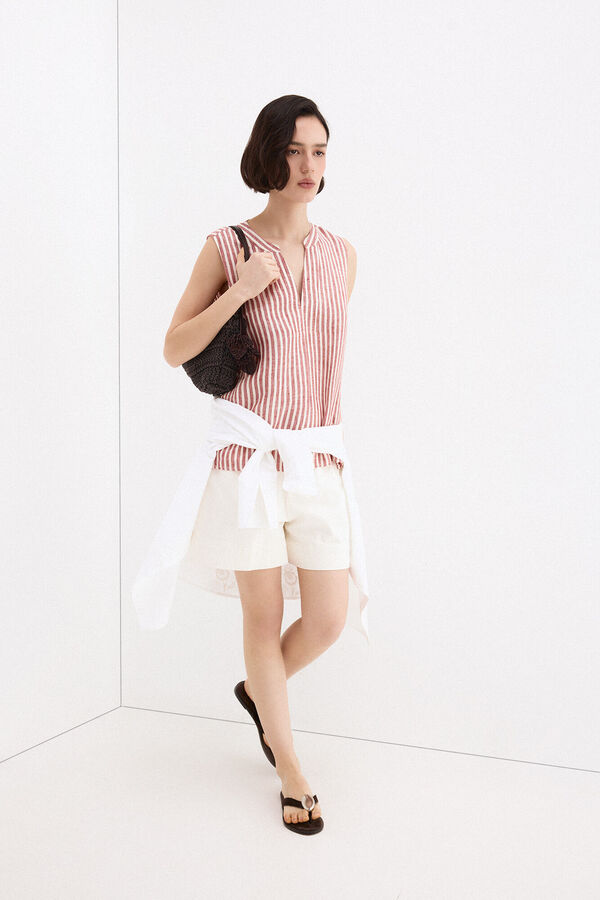 Pedro del Hierro Top lino rayas Rosa
