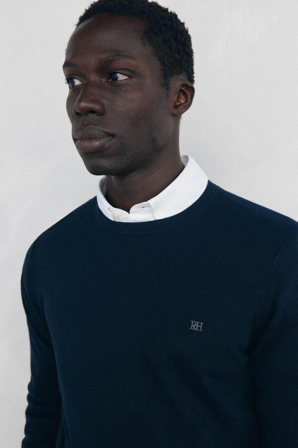 Pedro del Hierro Su&eacute;ter cuello redondo ajustado Azul