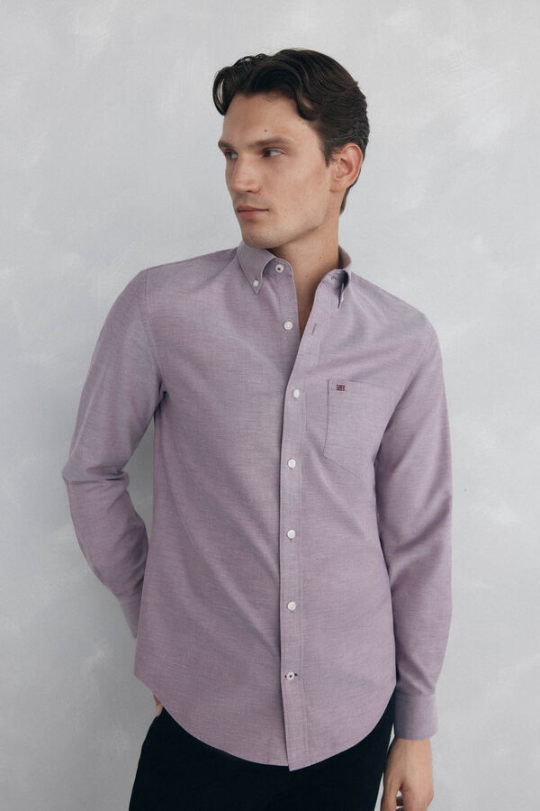 Pedro del Hierro Camisa non iron oxford liso Burdeos