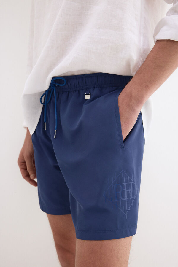 Pedro del Hierro Ba&ntilde;ador liso big logo lateral Azul