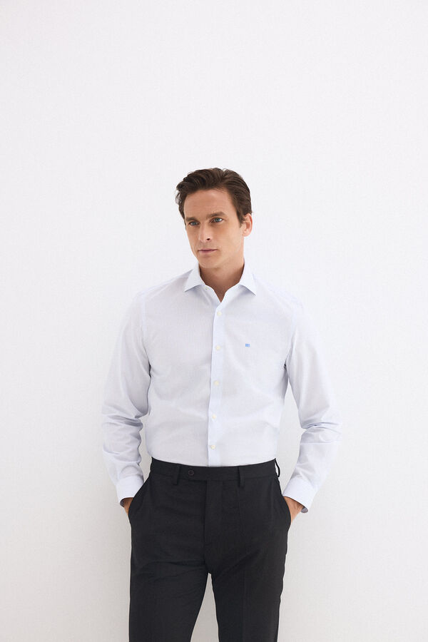 Pedro del Hierro Camisa vestir rayas non iron + antimanchas Azul