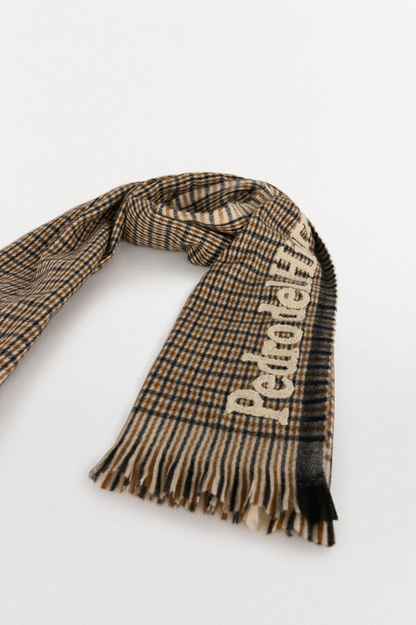 Pedro del Hierro Bufanda de pa&ntilde;o a cuadros Gris