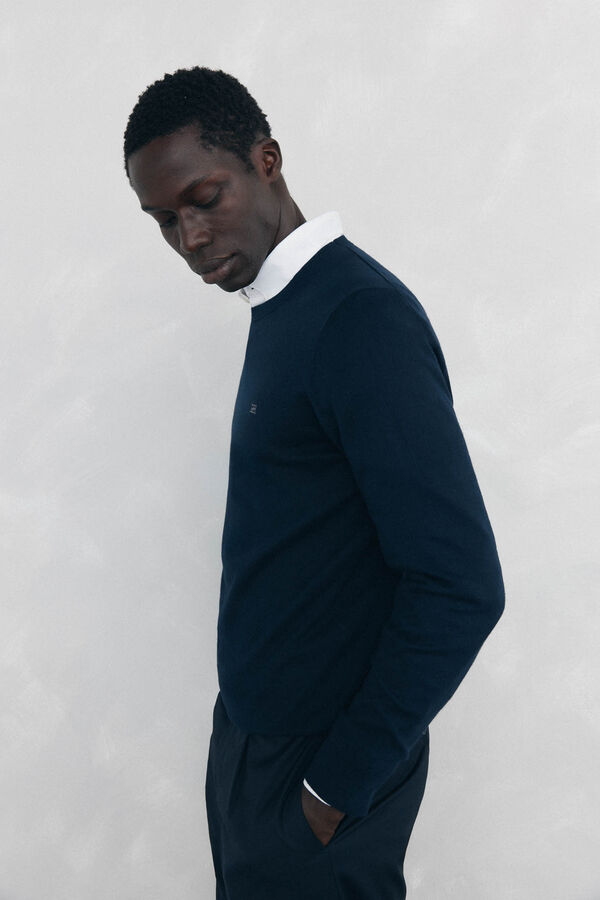 Pedro del Hierro Su&eacute;ter cuello redondo ajustado Azul