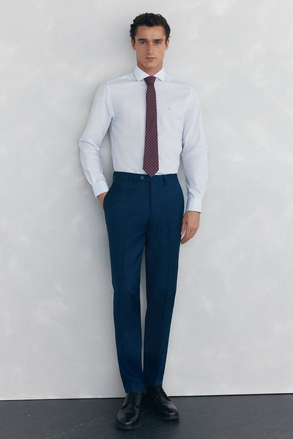 Pedro del Hierro Camisa de microrrayas f&aacute;cil planchado + anti olor slim fit Azul