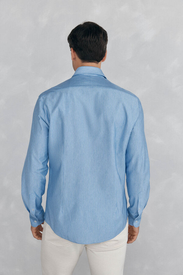 Pedro del Hierro Camisa de tejido de rayas Azul