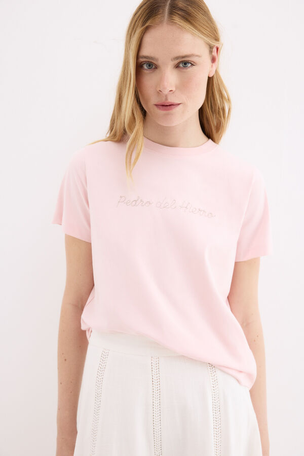 Pedro del Hierro Camiseta manga corta logo metallico Rosa