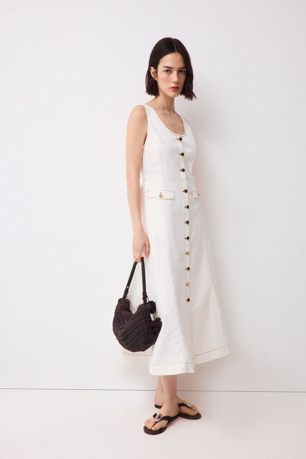 Pedro del Hierro Vestido algod&oacute;n botones Blanco