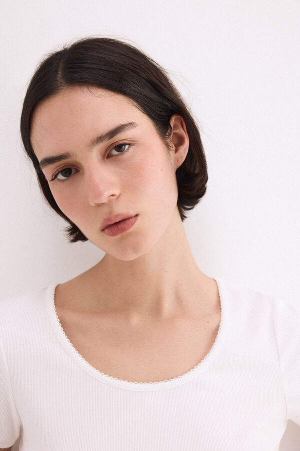Pedro del Hierro Playera con encaje Blanco