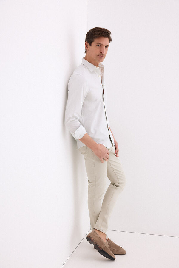 Pedro del Hierro Camisa non iron + antimanchas rayas Verde