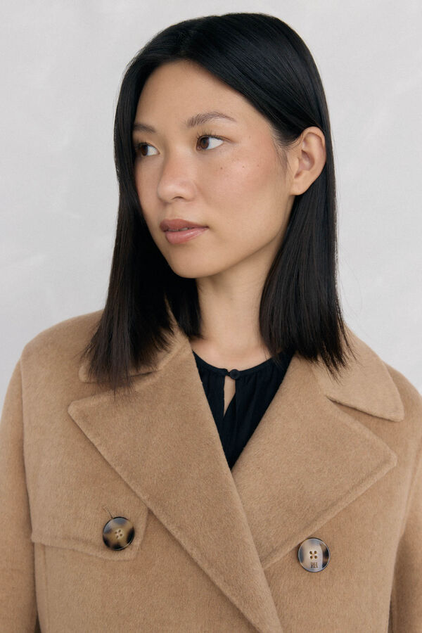 Pedro del Hierro Abrigo largo pa&ntilde;o tipo trench Beige