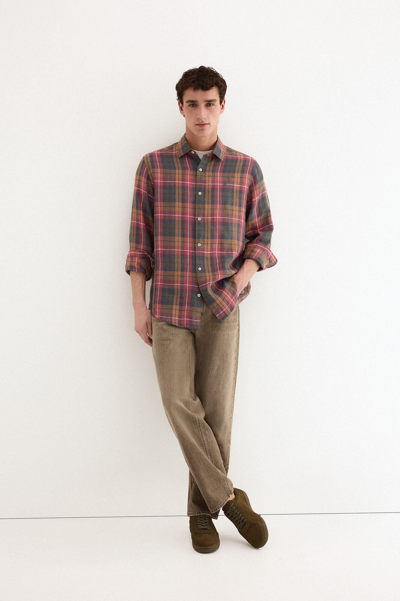 Pedro del Hierro Camisa lino cuadros