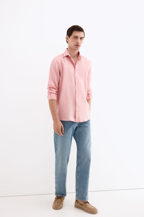 Pedro del Hierro Camisa lino lisa Coral