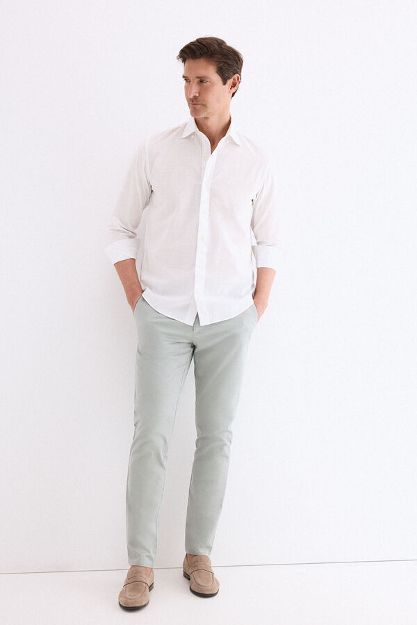 Pedro del Hierro Camisa popel&iacute;n labrado cuadros Blanco