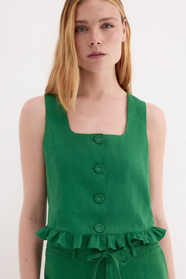 Pedro del Hierro Chaleco lino volante Verde