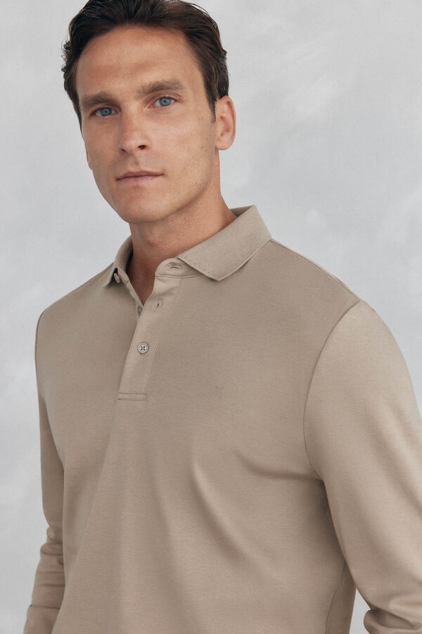 Pedro del Hierro Polo mercerizado manga larga Beige