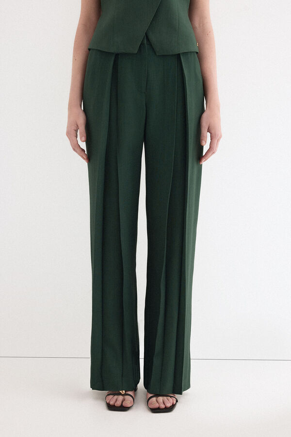 Pedro del Hierro Pantal&oacute;n wide leg Verde