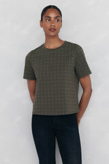 Pedro del Hierro Playera mini con tachuelas Verde