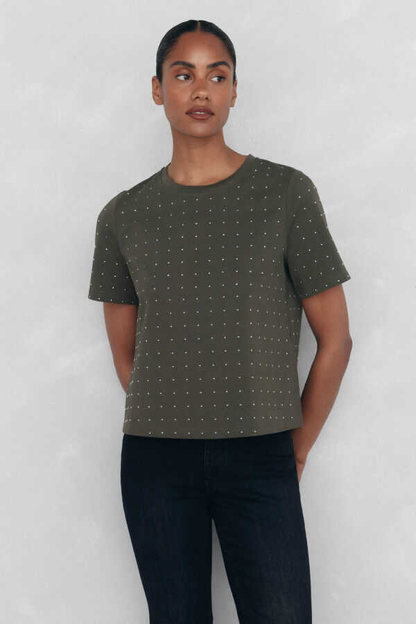 Pedro del Hierro Playera mini con tachuelas Verde