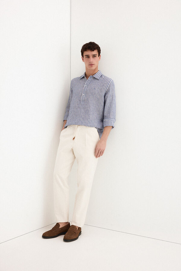 Pedro del Hierro Polera lino rayas Azul