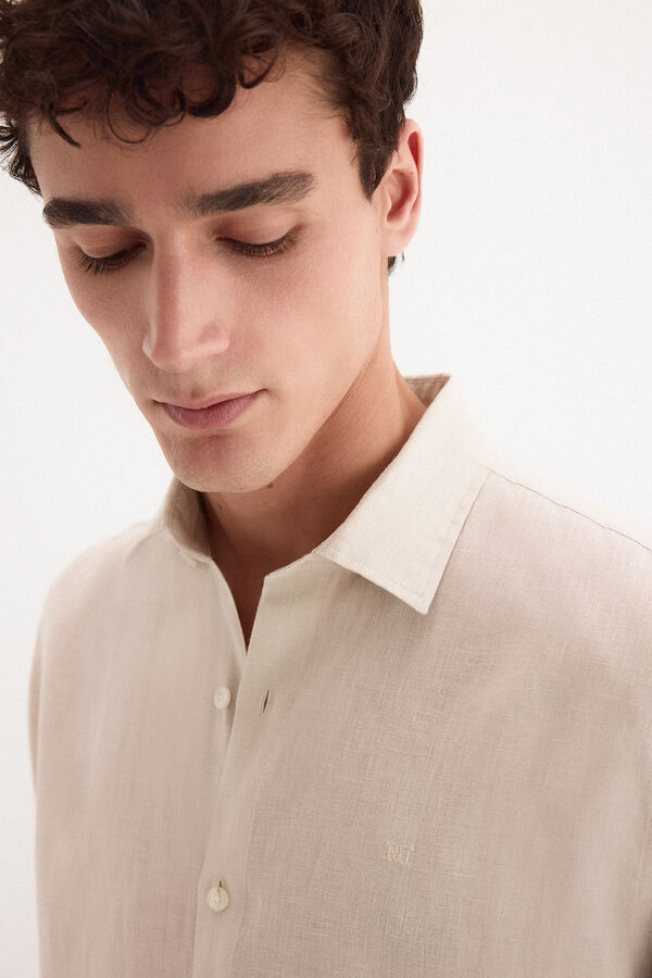 Pedro del Hierro Camisa lino lisa Beige