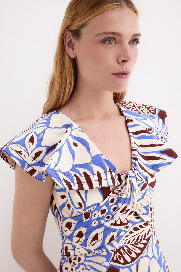 Pedro del Hierro Vestido midi volantes Azul