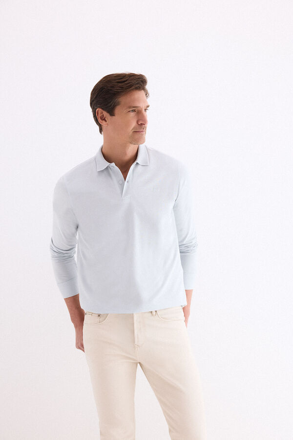 Pedro del Hierro Polo manga larga Azul