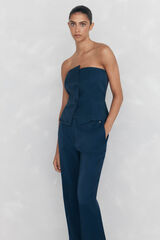 Pedro del Hierro Top liso strapless Azul