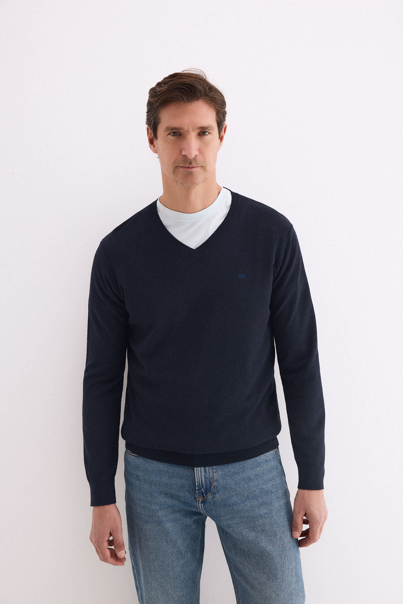 Pedro del Hierro Jersey lino cuello pico fino