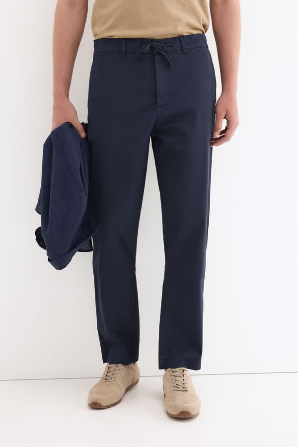 Pedro del Hierro Chino estructura con cordones regular fit Azul