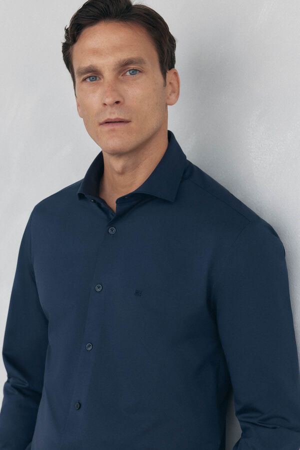 Pedro del Hierro Camisa lisa de tejido Azul