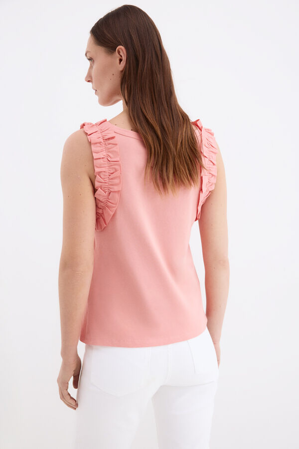 Pedro del Hierro Camiseta tirantes volantes Coral