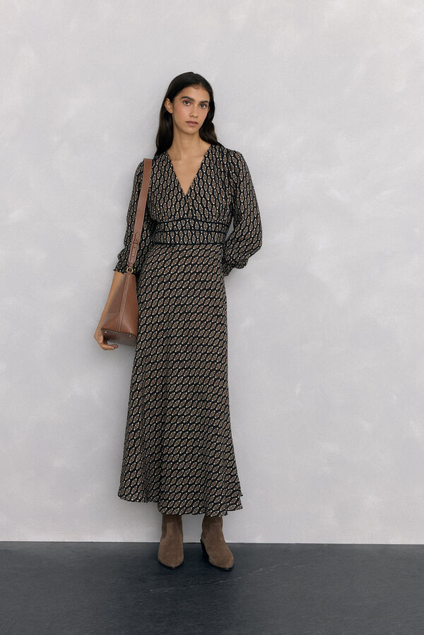 Pedro del Hierro Vestido midi estampado Gris