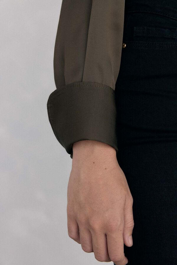 Pedro del Hierro Camisa sat&eacute;n lisa Verde