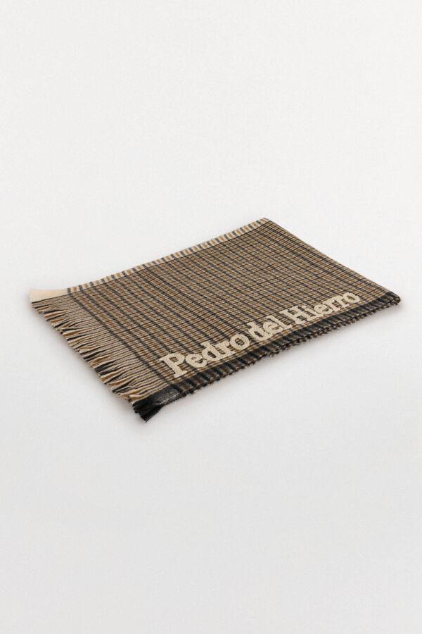 Pedro del Hierro Bufanda de pa&ntilde;o a cuadros Gris