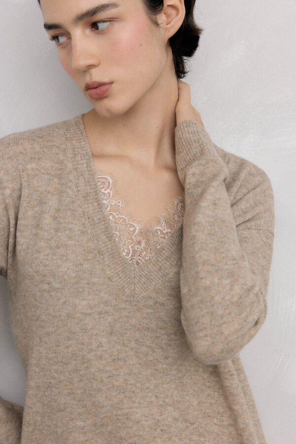 Pedro del Hierro Vestido de punto lencero Beige