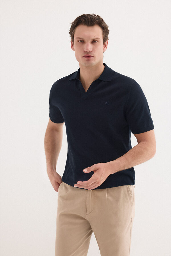 Pedro del Hierro Jersey polo premium manga corta algod&oacute;n Azul