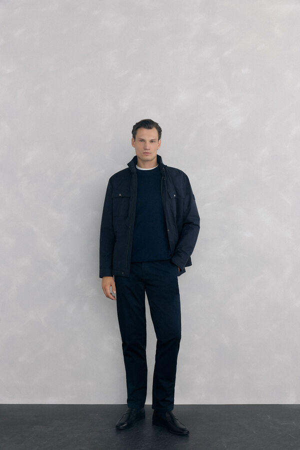 Pedro del Hierro Jersey punto algod&oacute;n premium cuello caja Azul