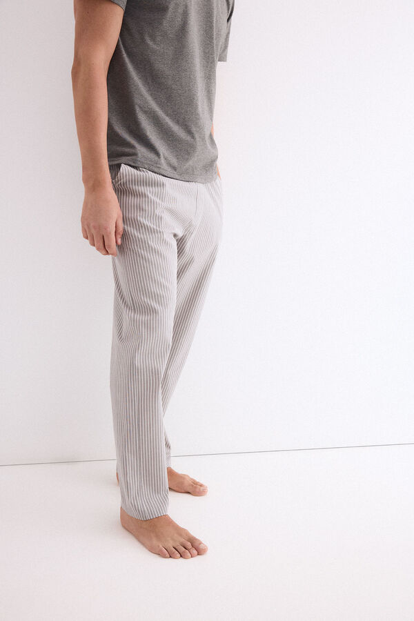 Pedro del Hierro Set de pijama punto y tela Gris
