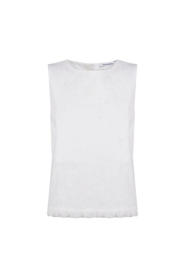 Pedro del Hierro Top bordado Blanco