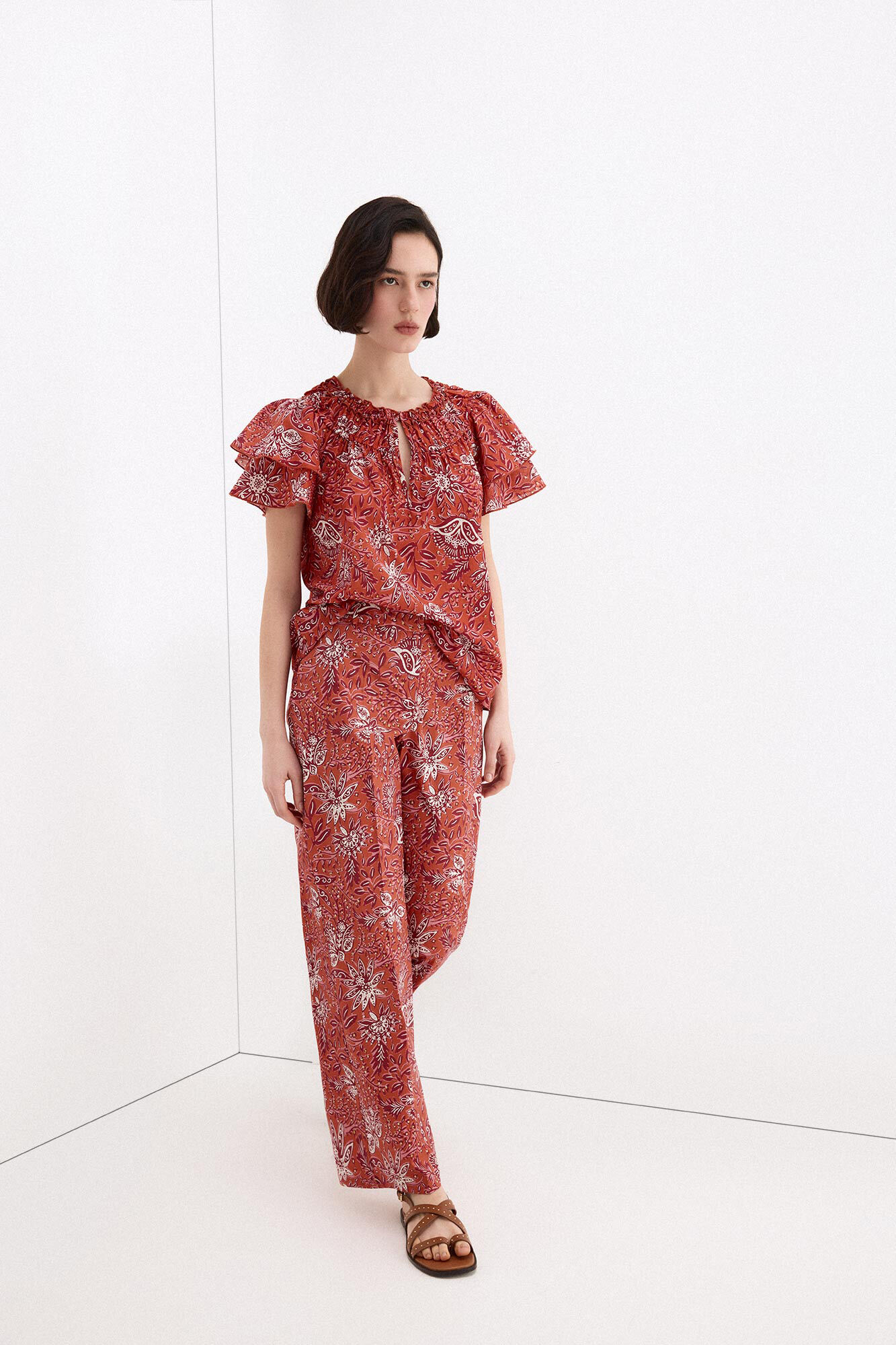 Pedro del Hierro Blusa estampada manga volante