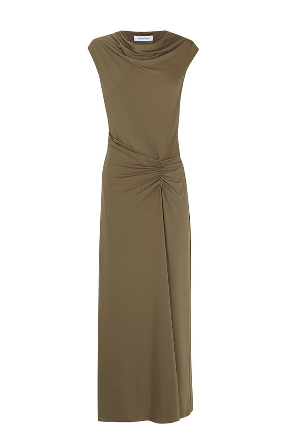 Pedro del Hierro Vestido entallado con frunces sin mangas Verde