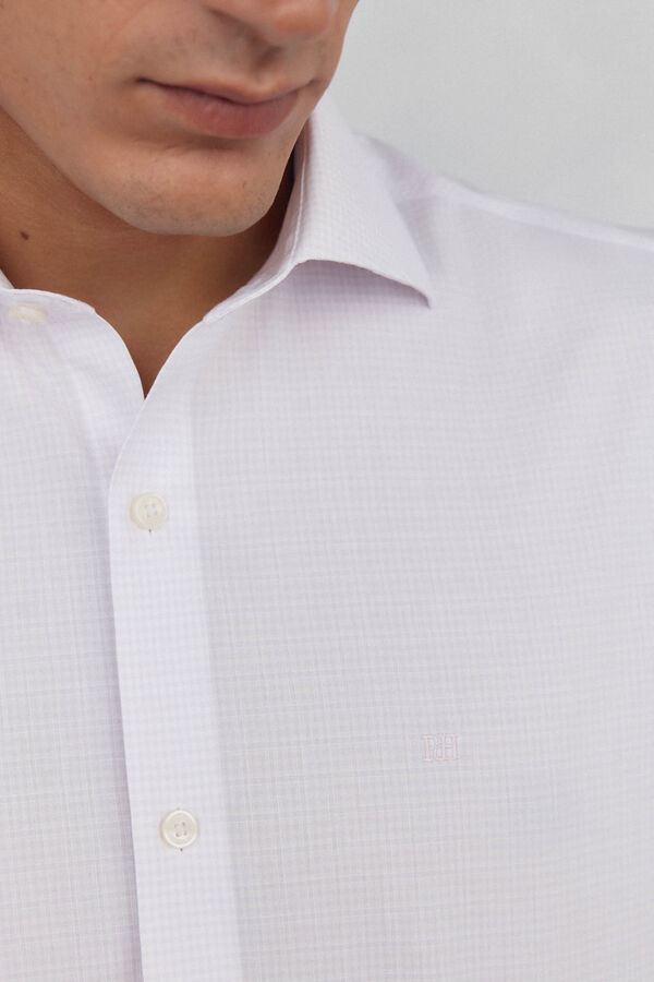 Pedro del Hierro Camisa vestir cuadros non iron + antimanchas Rosa