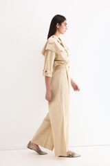 Pedro del Hierro Jumpsuit de pata ancha con detalle tipo gabardina en escote Beige